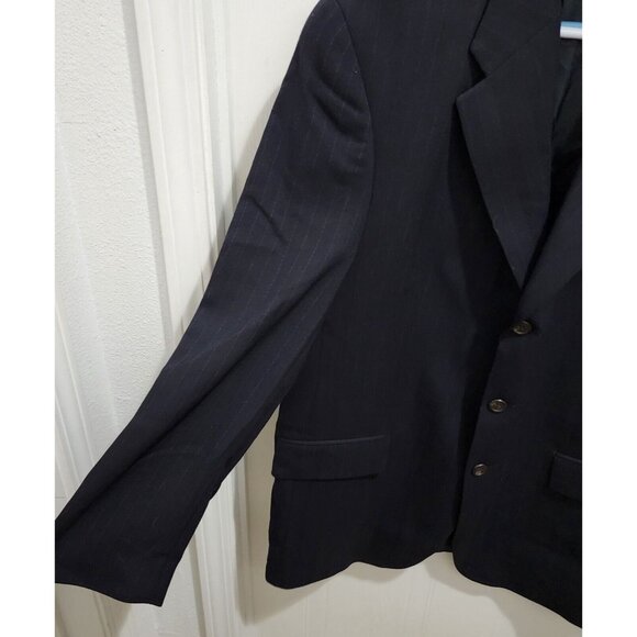 Ralph Lauren Black Striped Three Button Sport Coat Blazer Suit Jacket Size 44L - Picture 4 of 12